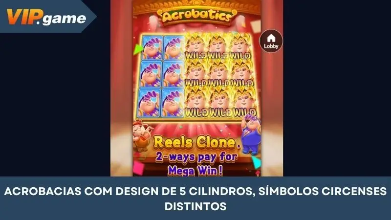 Acrobaticss com design de 5 rolos, símbolos de circo exclusivos