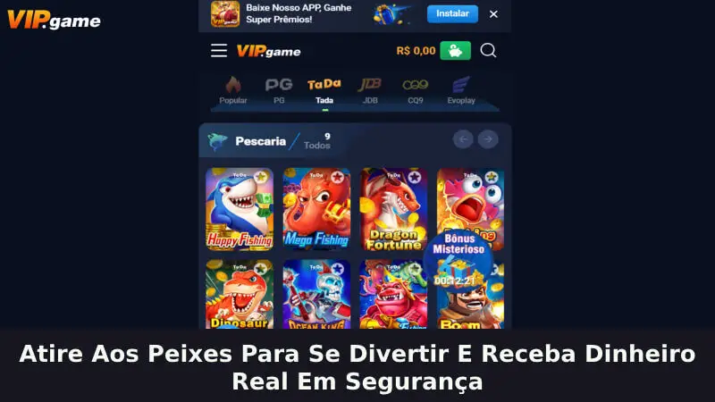 Atire em peixes e troque prêmios por entretenimento e receba dinheiro de verdade com segurança