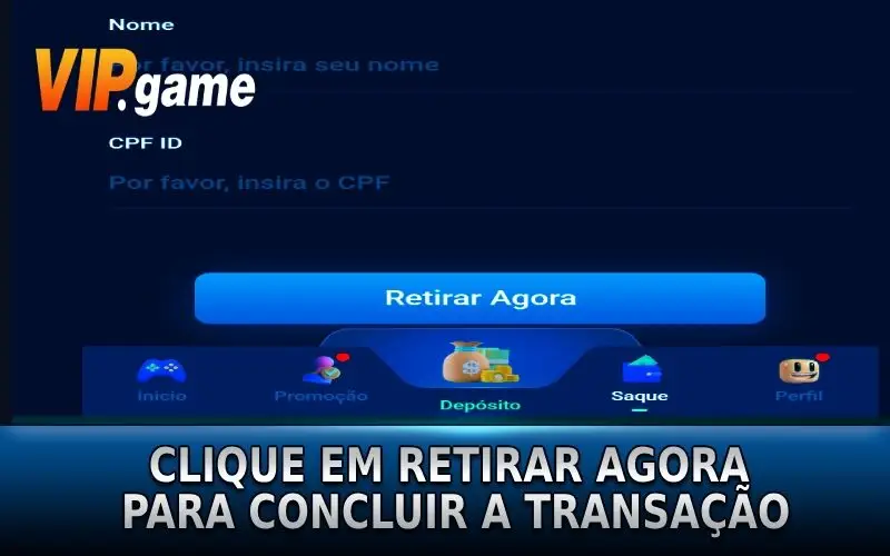 Clique em Retirar Agora para concluir a transação