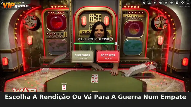 Escolha a rendição ou vá para a guerra em um empate
