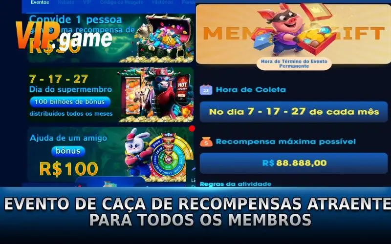 Eventos atraentes de caça a recompensas para todos os membros