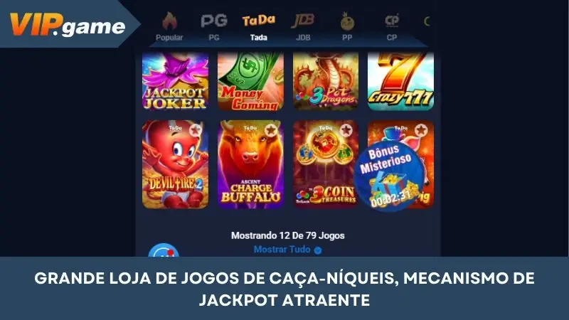 Enorme loja de jogos de caça-níqueis, mecanismo de jackpot atraente
