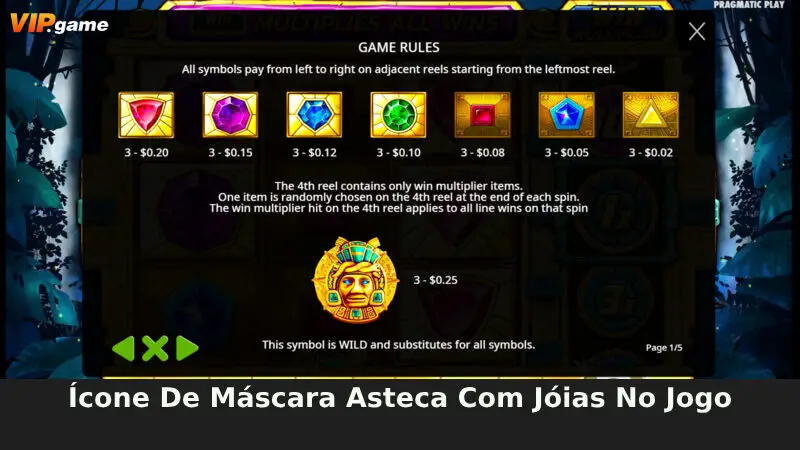 Ícone de máscara asteca com joias no jogo
