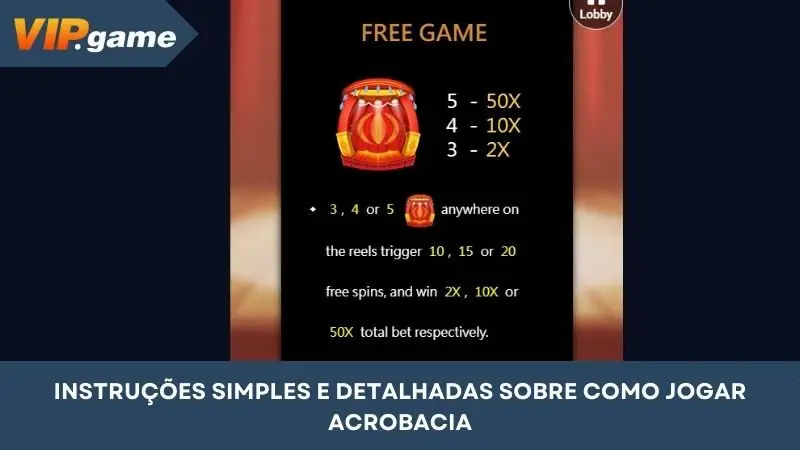 As instruções sobre como jogar Acrobaticss são simples e detalhadas