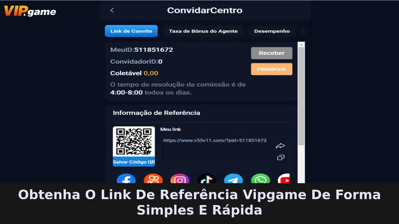 Obtenha o link de indicação VIPGAME de forma simples e rápida