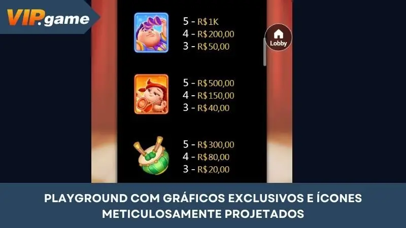 Playground com gráficos exclusivos e ícones meticulosamente projetados
