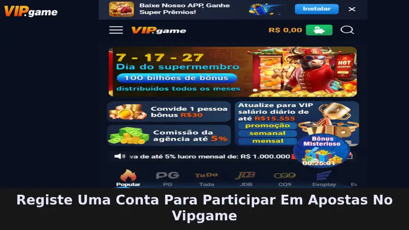 Registre uma conta para participar de apostas na casa