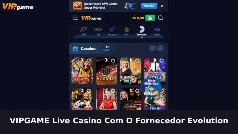 Casino Live com o respeitável provedor Evolution